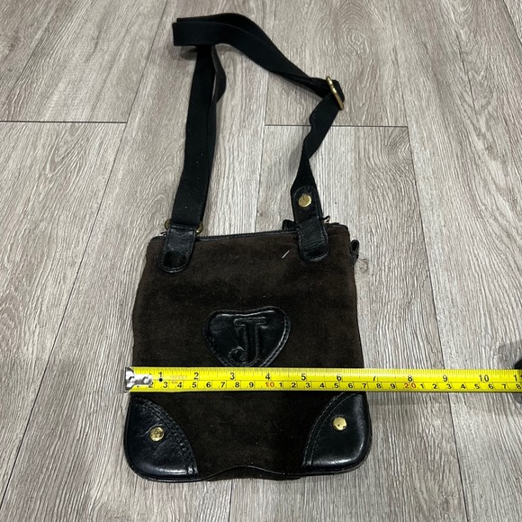 Juicy Couture Vintage Y2K Brown Suede & Leather Trim Crossbody Bag Crown Logo - Picture 4 of 9